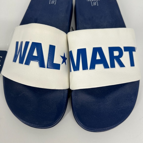 Walmart Logo Flip Flop Slide Sandals Mens Size 9 George‎ RARE White Blue New main image 4